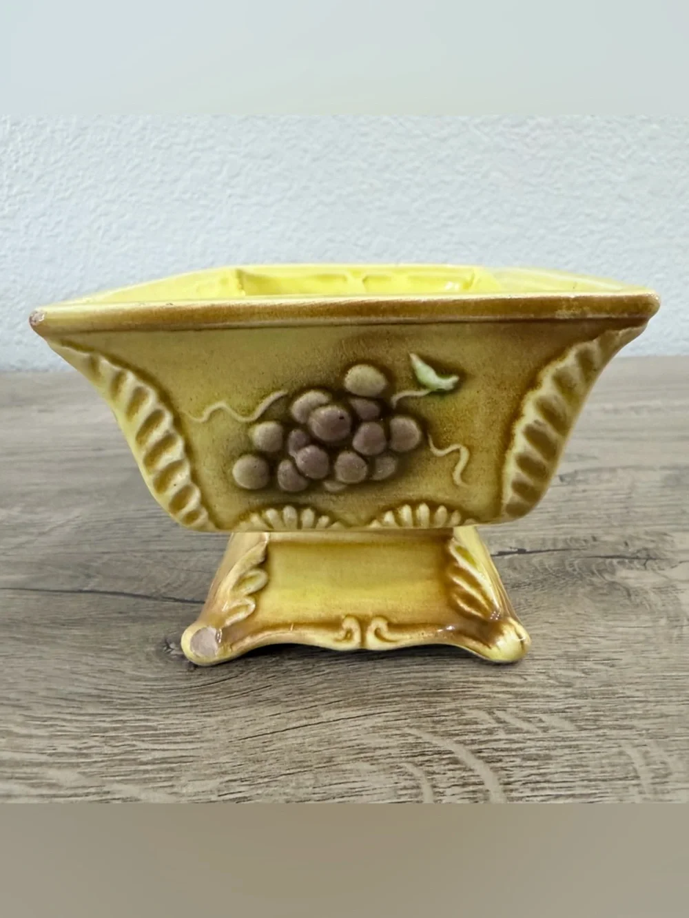 Vintage Relpo Spanish Gold 5736 3D Fruit Yellow Ceramic Pottery Planter 60’s